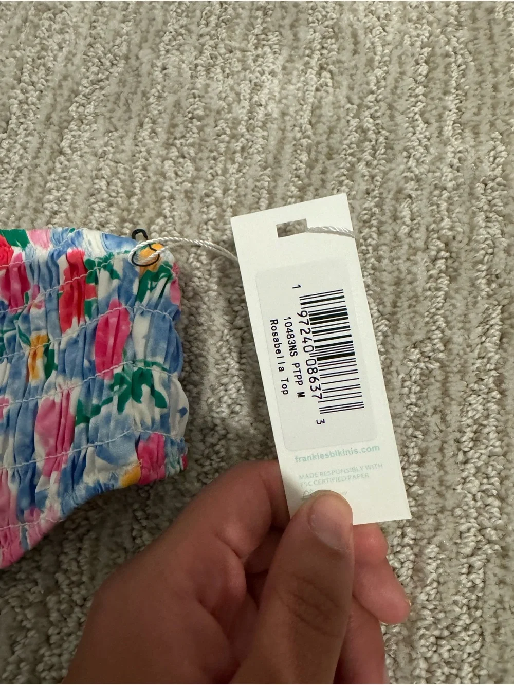 Frankie's Bikinis Multicolor Floral Bandeau Bikini — Pink, Blue, Green, Yellow
